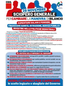 Sciopero 29 novembre UIL-CGIL